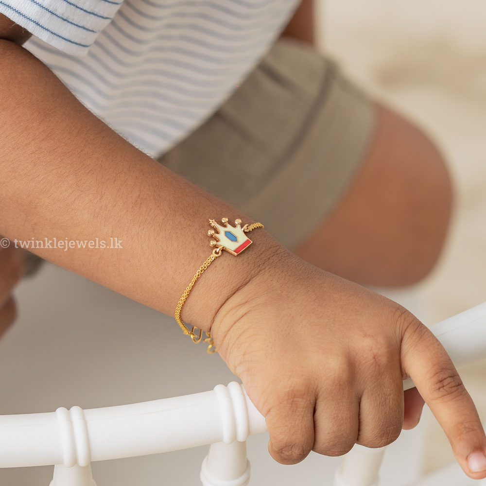prince crown gold bracelet for boys in Sri Lanka