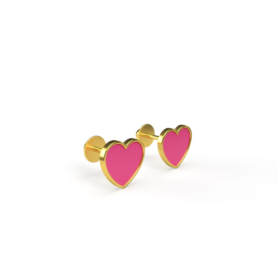 pink heart baby gold earrings in sri lanka
