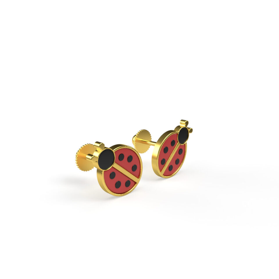lady bug baby gold earrings