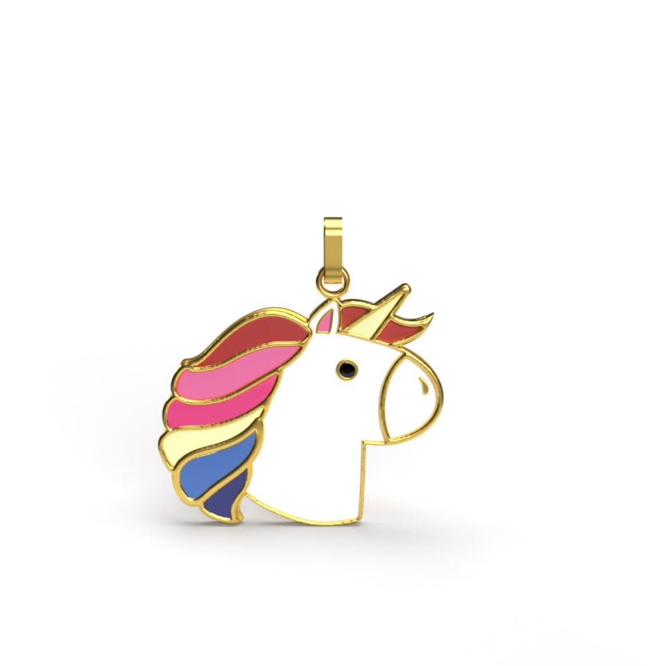 white unicorn baby gold pendant in sri lanka