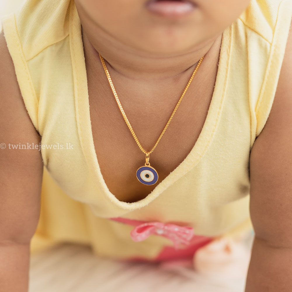 Evil eye with hearts Neckpiece 5 grams - Personalised Kids Gold Jewellery -  Doodles by Purvi