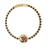 Sanskrit Ohm – Black Beads Gold Bracelet