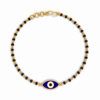 Oval Evil Eye – Black Beads Gold Bracelet